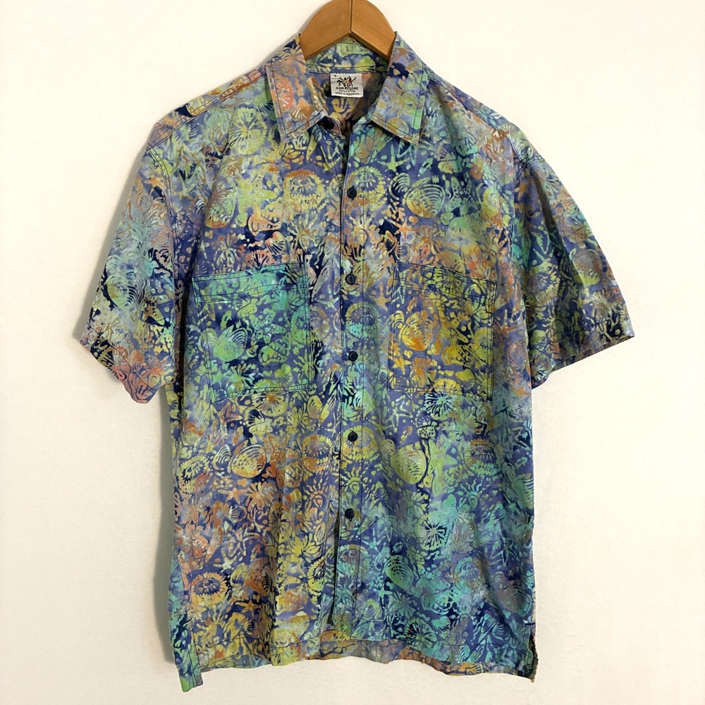 Vtg Rum Reggae Hawaiian Shirt Mens Small Abstract Short Sleeve Tropical Camp